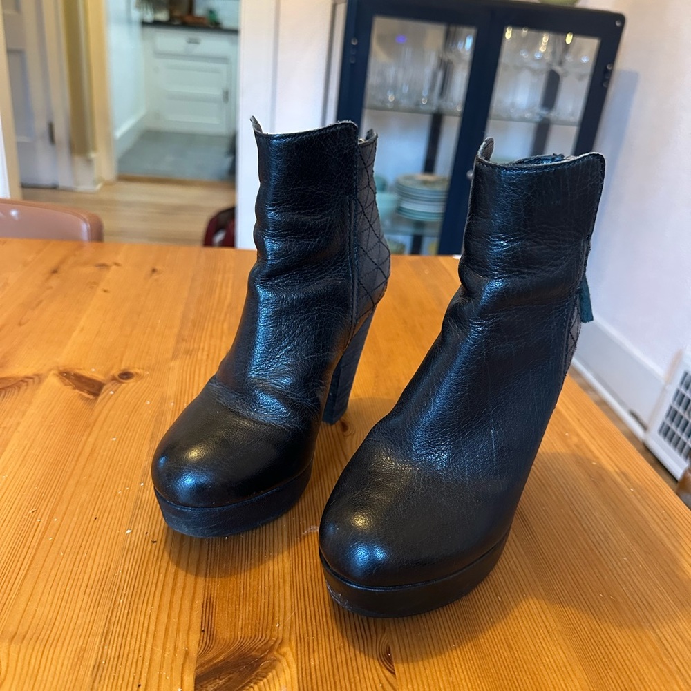 Black Leather Ankle Boots